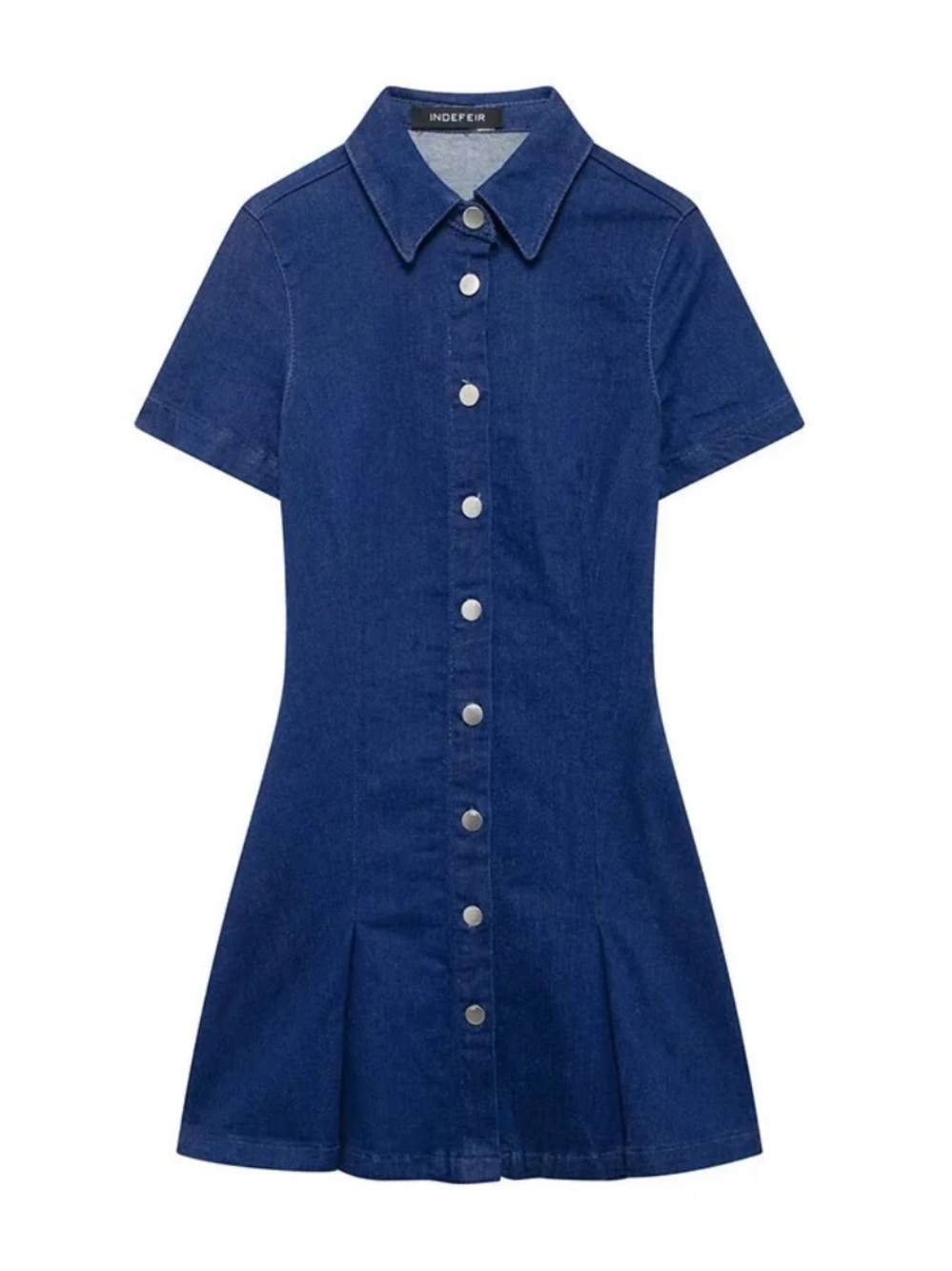 Zara Button-Front Denim Mini Dress in Navy Blue